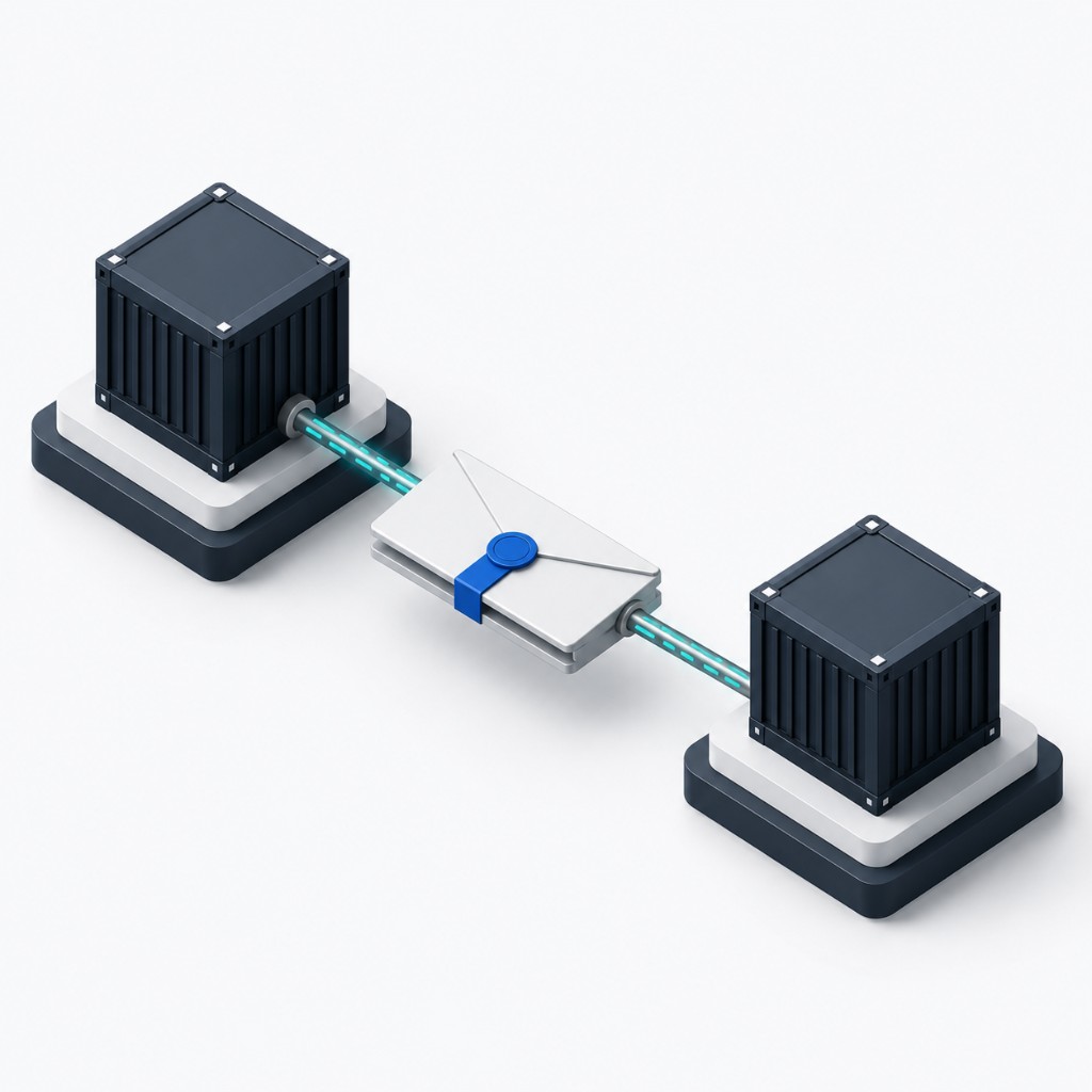 Enveloppe de message en transit entre deux modules